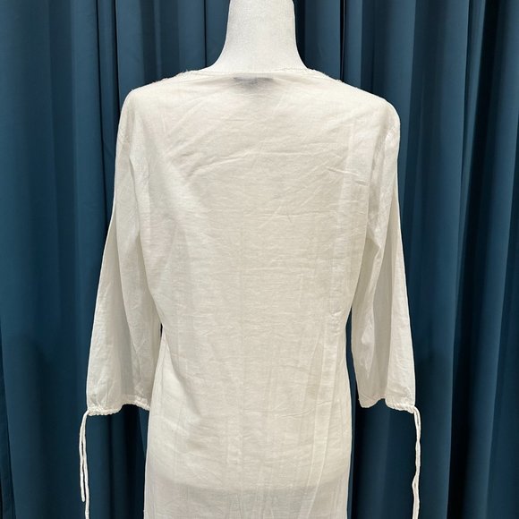 JO NO FUI Beige/off-white Rhinestone Cotton Dress - Picture 8 of 9